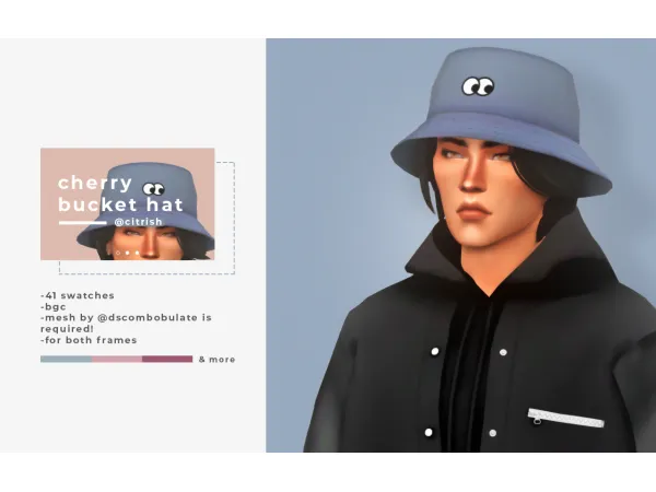 Maxis Match cherry bucket hat an iris bucket hat recolour - The Sims 4 Custom Content
