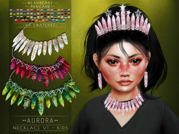 Alpha Blahberry Pancake Aurora Necklace V1 KIDS - The Sims 4 Custom Content