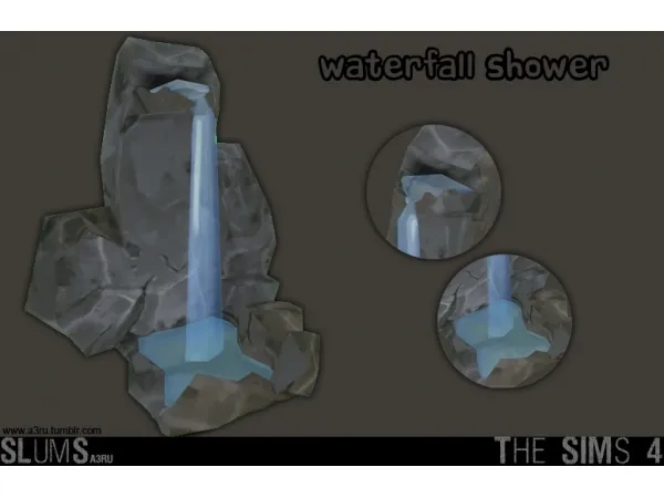 Alpha Natural Waterfall outdoor shower object - The Sims 4 Custom Content