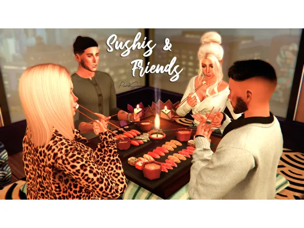 Alpha Sushis Friends 3 group 1 couple 1 single poses - The Sims 4 Custom Content