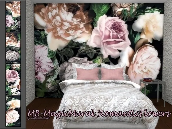 Alpha matomibotaki's MB MagicMural_RomanticFlowers - The Sims 4 Custom Content