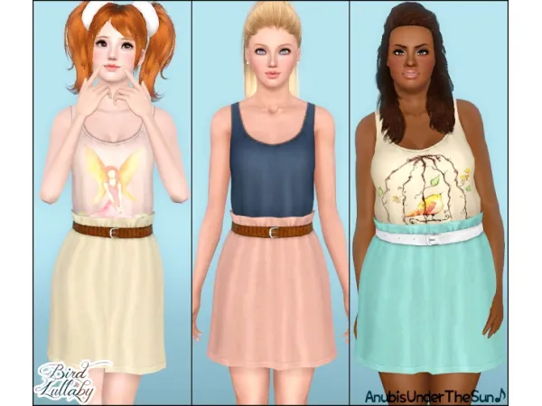 Bird Lullaby Spring dress - The Sims 3 Custom Content
