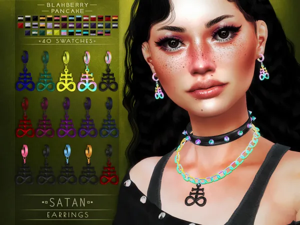 Alpha Blahberry Pancake Satan Earrings by blahberry-pancake - The Sims 4 Custom Content