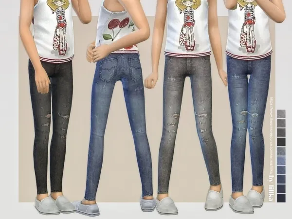 Maxis Match lillka's Skinny Jeans for Girls 08 - The Sims 4 Custom Content