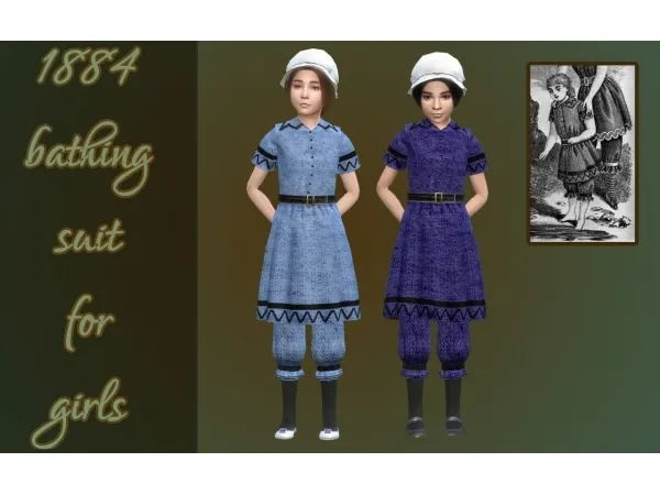 Alpha 1884 bathing suit for girls by vintagesimstress - The Sims 4 Custom Content