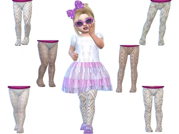 Alpha Neladies' White toddler tights - The Sims 4 Custom Content
