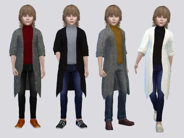 Maxis Match McLayneSims' Merino Long Cardigan Kids - The Sims 4 Custom Content