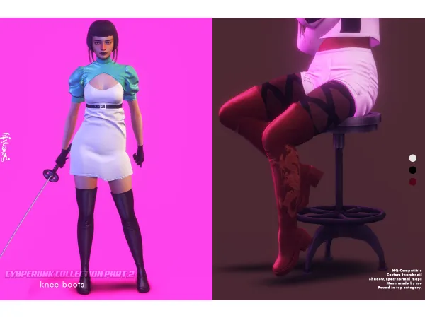 Alpha Knee Boots - The Sims 4 Custom Content