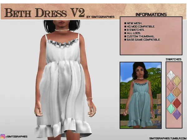 Alpha Beth Dress V2 by simtographies - The Sims 4 Custom Content