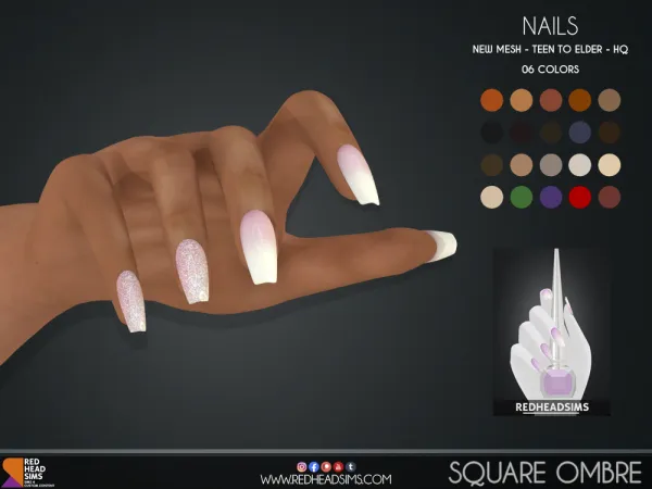 Alpha SQUARE OMBRE NAILS - The Sims 4 Custom Content