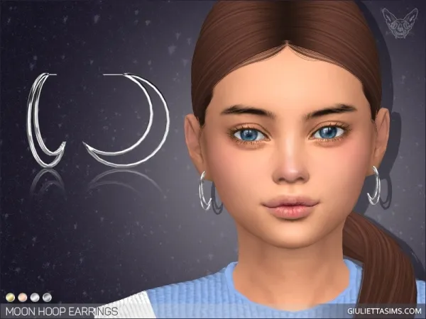 Alpha MOON HOOP EARRINGS FOR KIDS - The Sims 4 Custom Content