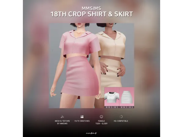 Alpha MMSIMS 18th Crop Shirt Skirt - The Sims 4 Custom Content