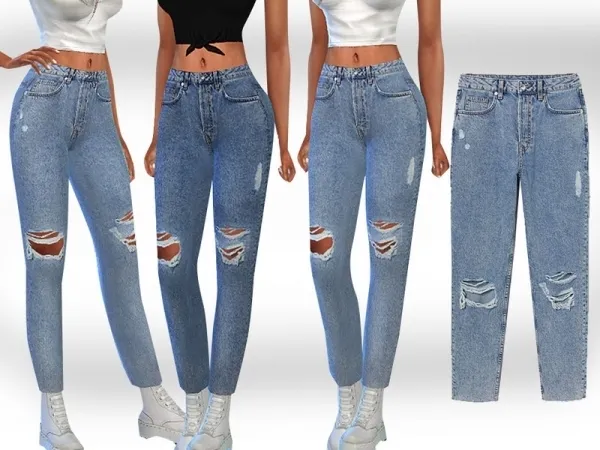 Maxis Match Saliwa's Cropped Mesh Slim Mom Jeans - The Sims 4 Custom Content