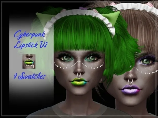 Alpha Reevaly's Cyberpunk Lipstick V2 - The Sims 4 Custom Content