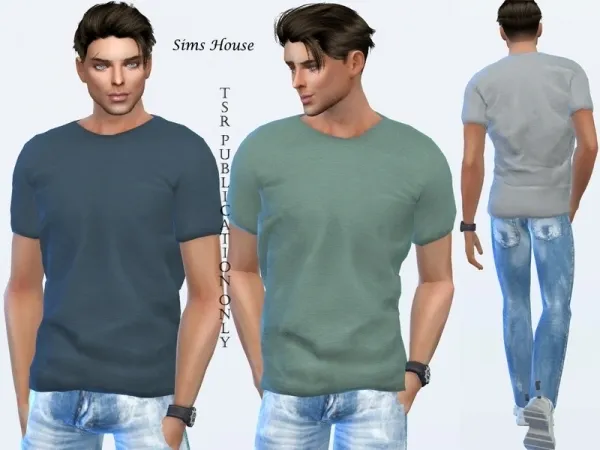 Alpha Sims House's Men's t shirt unprinted not tucked - The Sims 4 Custom Content
