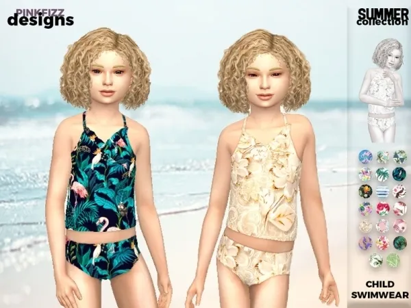 Alpha Pinkfizzzzz's Summer Child Swimsuit PF138 - The Sims 4 Custom Content