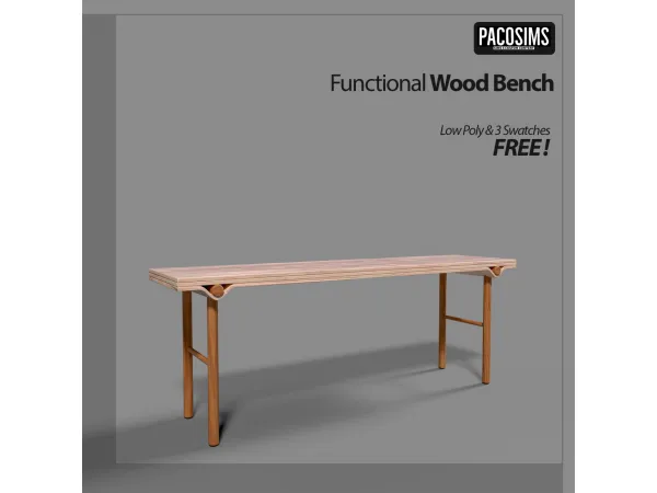 Alpha Petrium Wood Bench by pacosims - The Sims 4 Custom Content