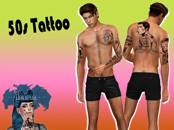 Mix 50's Tattoo by alixdekostube - The Sims 4 Custom Content