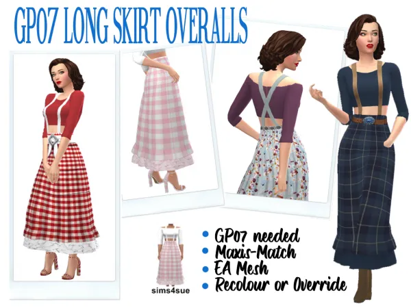 Maxis Match GP07 LONG SKIRT OVERALL - The Sims 4 Custom Content