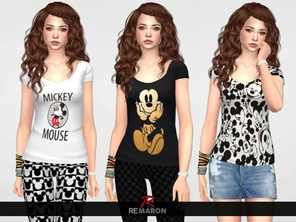 Maxis Match remaron's Disney's Shirt for Women 01 - The Sims 4 Custom Content