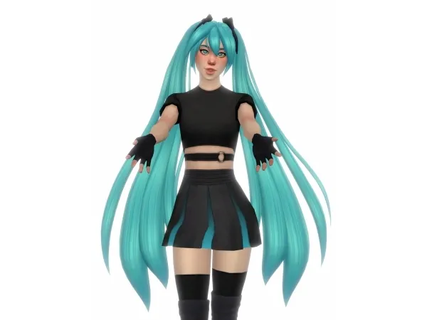 Maxis Match Miku Hair by simandy - The Sims 4 Custom Content