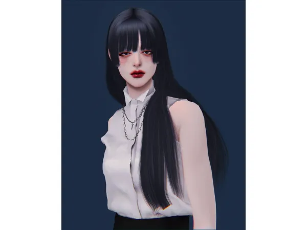 Alpha [척추] Hair 014 - The Sims 4 Custom Content