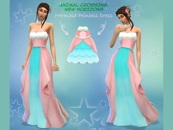 Maxis Match PrincipalCellist's Animal Crossing Mermaid Princess Gown Mesh needed - The Sims 4 Custom Content