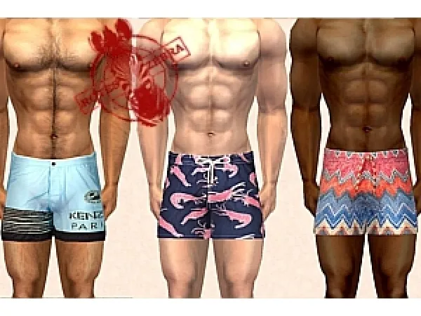 Huge Body Builder (HBB) 3 new Bathing Trunks by rotes_zebra - The Sims 2 Custom Content