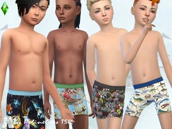 Maxis Match Pelineldis' Sealife Swim Shorts - The Sims 4 Custom Content