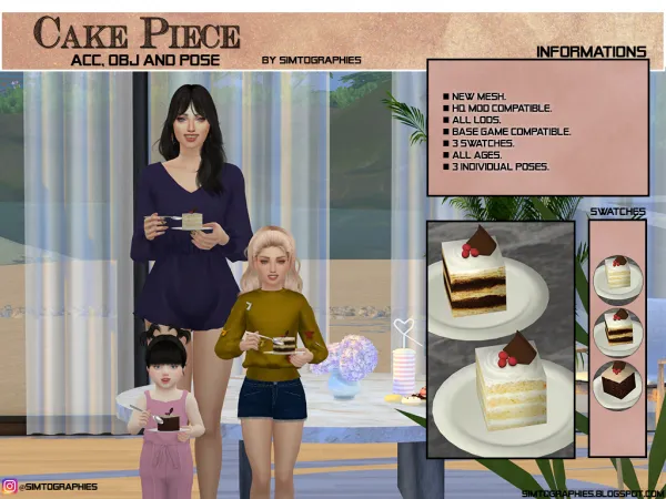 Alpha Cake Piece (Acc Obj and Poses) - The Sims 4 Custom Content