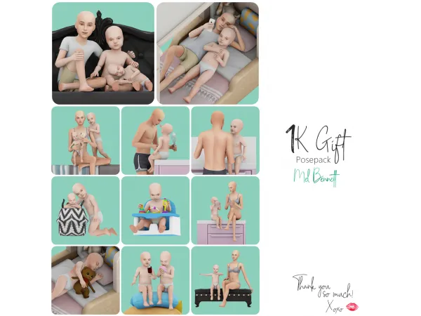 Alpha 1K GIFT POSEPACK by melbennetts4 - The Sims 4 Custom Content