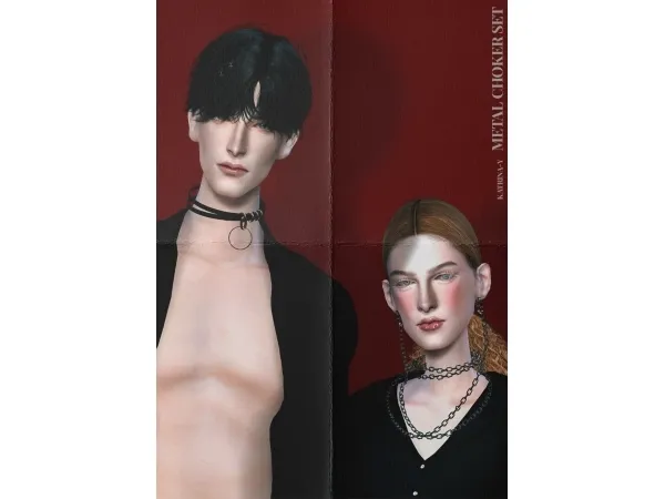 Alpha Metal Choker Set y by katrina - The Sims 4 Custom Content