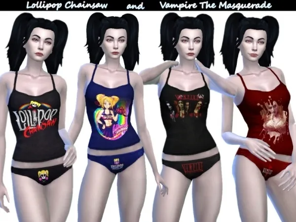 Alpha minesims93's pajama set lollipop chainsaw and Vampire The Masquerade - The Sims 4 Custom Content