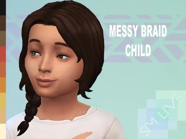 Maxis Match KikiSimLive's Child Messy Braid - The Sims 4 Custom Content
