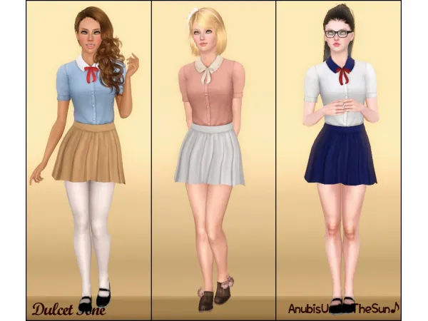 Dulcet Tone Collared Dress with Bow - The Sims 3 Custom Content