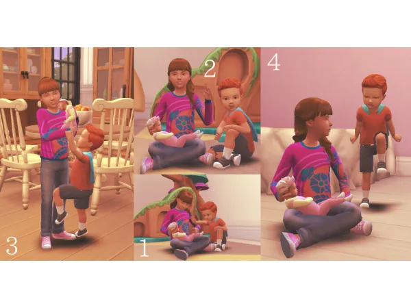 Maxis Match New Sibling Pose Pack - The Sims 4 Custom Content