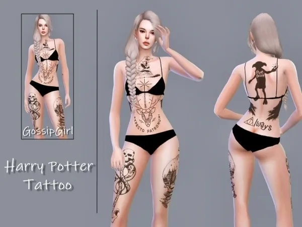 Mix GossipGirl S4's Harry Potter Tattoo - The Sims 4 Custom Content