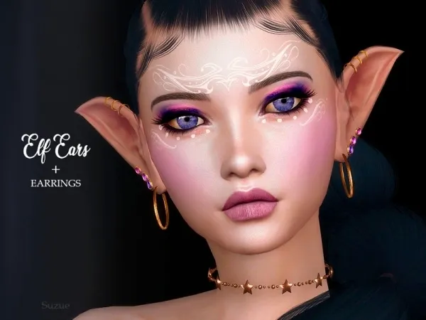 Alpha [Suzue] Elf Ears Earrings - The Sims 4 Custom Content