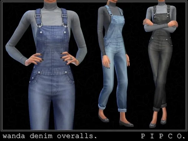 Maxis Match pipco wanda denim overalls - The Sims 4 Custom Content