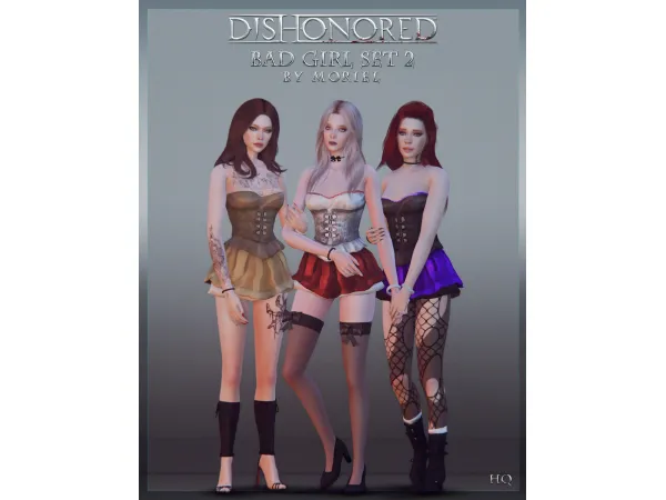 Alpha Bad Girl set 2 Dishonored by Moriel - The Sims 4 Custom Content