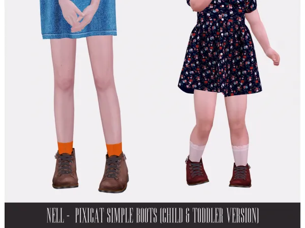 Alpha Pixicat Simple Boots (Child Toddler Version) - The Sims 4 Custom Content