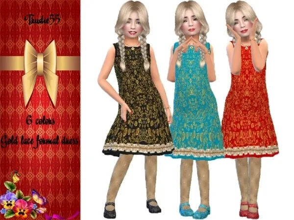 Alpha TrudieOpp's Gold lace formal dress (Seasons) - The Sims 4 Custom Content