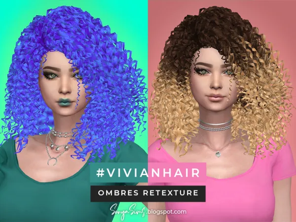 Alpha Vivian Hair Ombres retexture - The Sims 4 Custom Content