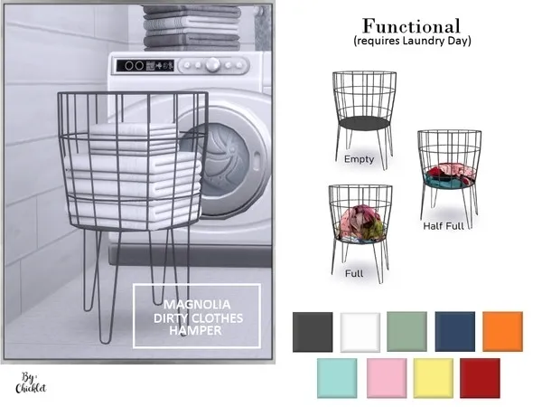 Magnolia Laundry Room Functional Dirty Clothes Hamper - The Sims 4 Custom Content