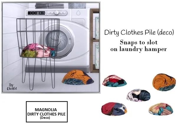 Magnolia Laundry Room Dirty Clothes Pile Deco - The Sims 4 Custom Content