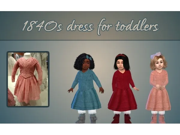 Alpha 1840s dress for toddlers by vintagesimstress - The Sims 4 Custom Content