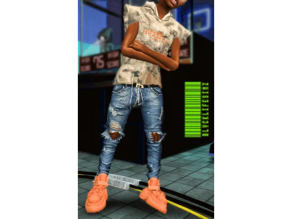 Alpha BLS TORN JEANS MALE CHILD - The Sims 4 Custom Content