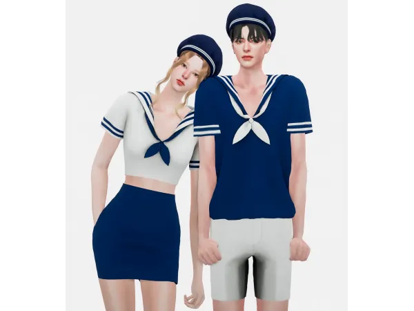 Alpha [sudal] Couple sailor set - The Sims 4 Custom Content