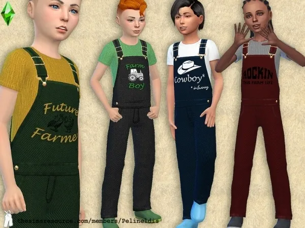 Maxis Match Pelineldis' Boys Farm Overall - The Sims 4 Custom Content