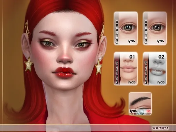Mouth Corners N 01, 02. Eyebrowns N 03. Eye Catchlight N 01 by soloriya